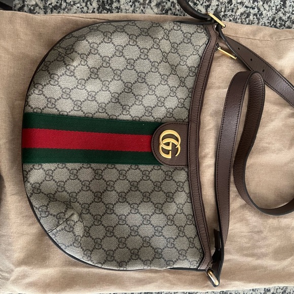 Gucci Signature Brown and Green Messenger Bag - Picture 1 of 4